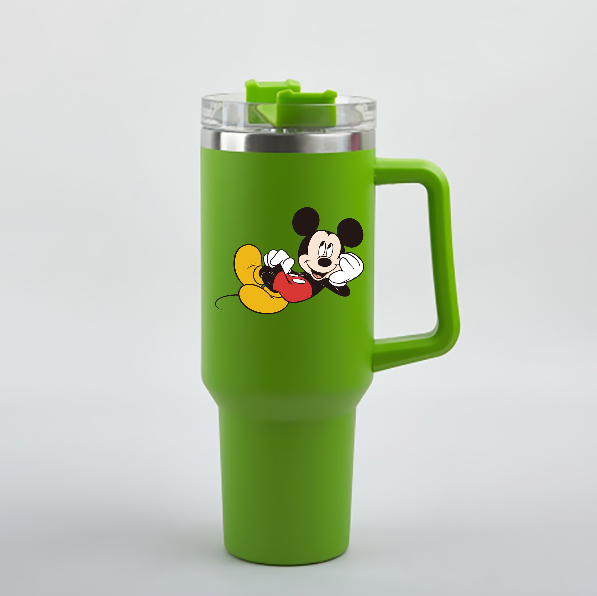 （画像用） ミッキーマウス Mickey Mouse 1200mL車用タンブラー - クリスタルステッカー（プラスチックストロー付き）